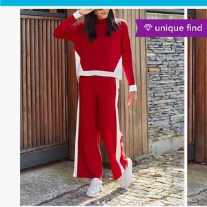 NWT….Milan Kiss Red and Ivory Sweater Set SZ L